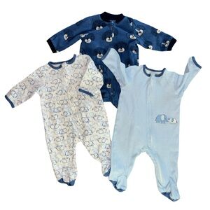 Adorable Little Me 3 month Footies Sleepers One Piece Set Lot Blue Boy Like New!
